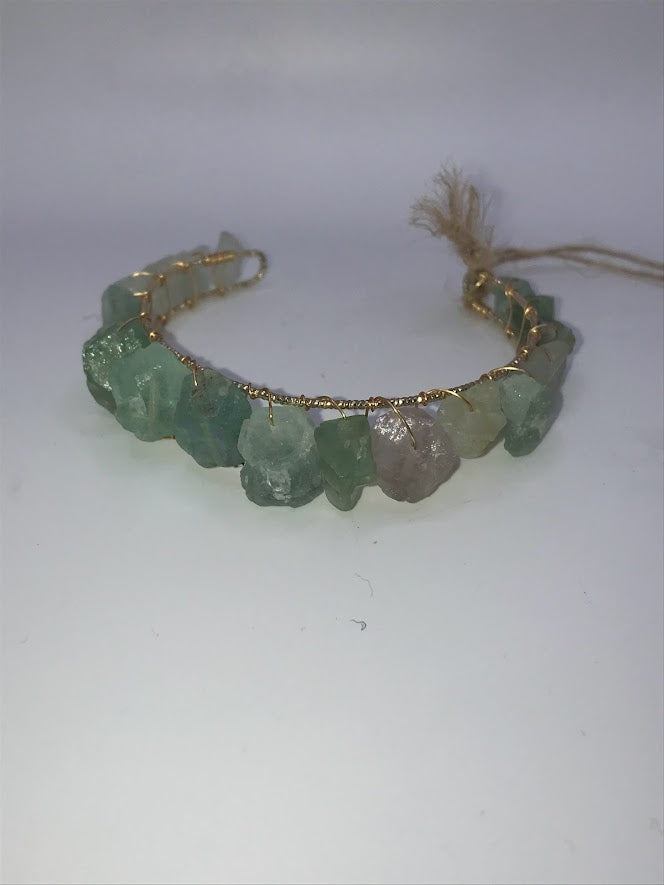 Cluster Gemstone Bracelet Green Fluorite